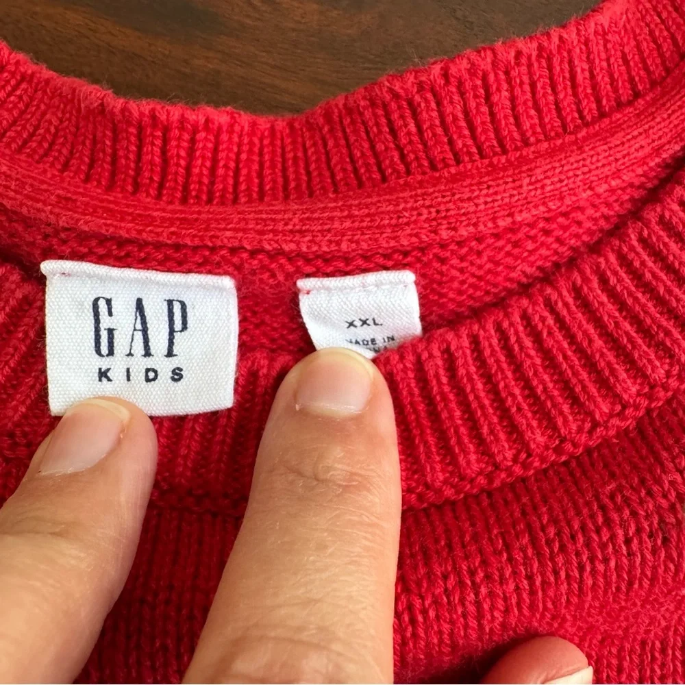 Gap Kids Girls Sweater Dress Size XXL (14/16) Red White Popcorn Dot Knit